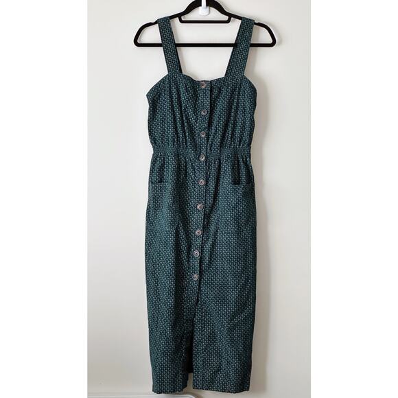 Urban Outfitters Cordelia M Dark Green Patterned Midi dress - Picture 1 of 4